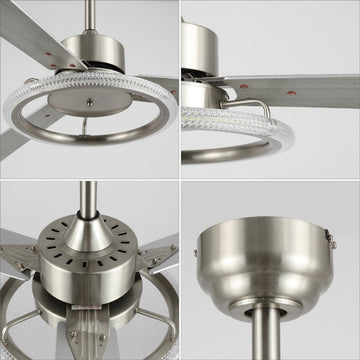 Remy 52" Modern Industrial Iron/Acrylic/Wood Remote-Controlled 6-Speed Integrated LED Ceiling Fan - JONATHAN Y